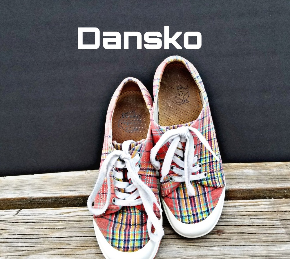 Dansko Vegan Slip Resistant plaid sneakers